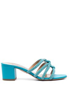 Aquazzura 60mm crystal-embellished leather mules - Bleu