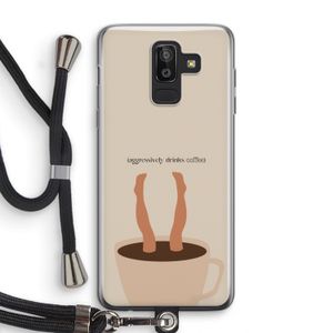 Aggressively drinks coffee: Samsung Galaxy J8 (2018) Transparant Hoesje met koord