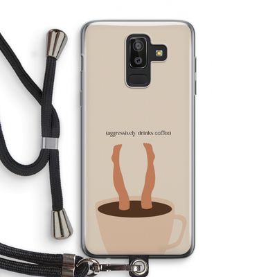 Aggressively drinks coffee: Samsung Galaxy J8 (2018) Transparant Hoesje met koord