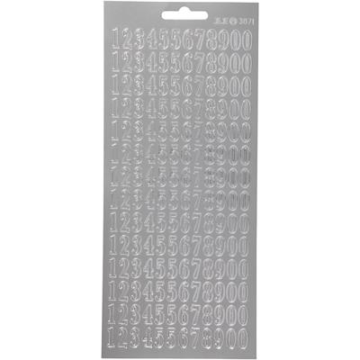 Creativ Company Stickers, cijfers, vel 10x23 cm, zilver, 1 vel