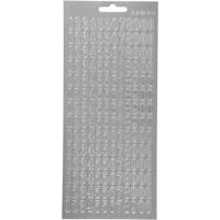 Creativ Company Stickers, cijfers, vel 10x23 cm, zilver, 1 vel