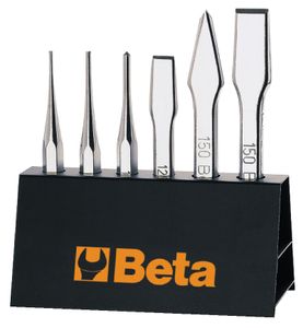 Beta 6-delige set doorslagen (art. 30), centerpunten (art. 32),koudbeitels (art. 34) en ritsbeitels (art. 36), met support 38/SP6 - 000380009