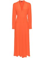 Kiton robe mi-longue en soie à col v - Orange