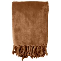 Dutch Decor - FLORIJN - Plaid 150x200 cm - grote fleece plaid met flosjes - Tobacco Brown - bruin