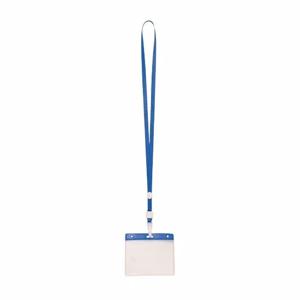 Badgehouders/naamkaarthouders - 10x - met blauw keycord/lanyard - plastic - beurs/feest