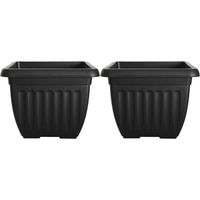 Buiten plantenpot/bloempot/planter - 2x - zwart - kunststof - L30 x B30 x H22 cm