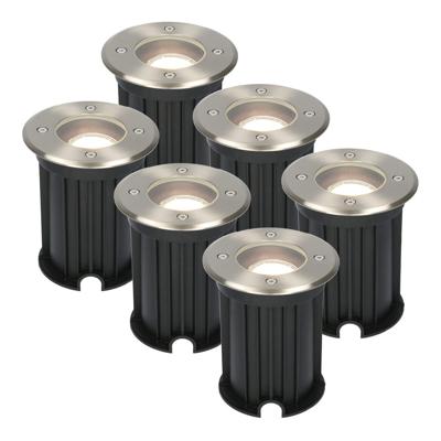 Set van 6 Maisy LED Grondspot - Dimbaar - Rond - Ø12cm - GU10 - 4 Watt 345 Lumen - 4000K neutraal wit - RVS - IP67 waterdicht - Tuinspot - Oprit