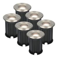 Set van 6 Maisy LED Grondspot - Dimbaar - Rond - Ø12cm - GU10 - 4 Watt 345 Lumen - 4000K neutraal wit - RVS - IP67 waterdicht - Tuinspot - Oprit