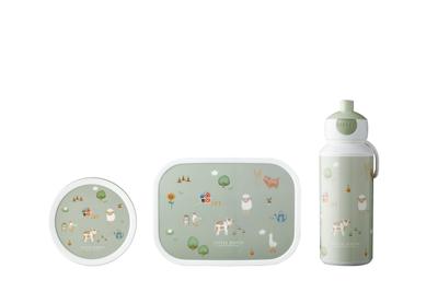 3-delige Mepal lunchset campus little farm lunchbox + fruitbox + drinkfles pop-up