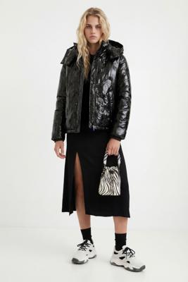 Oversized gewatteerd jack van vinyl - BLACK - M Oversized gewatteerd jack van vinyl - BLACK - M