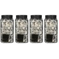 Mica decorations Decoratie stenen - 4x - grijs mix - 650 ml - hobby materialen - plantenpot vulling
