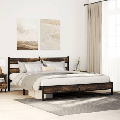 Bedframe zonder matras metaal gerookt eikenkleurig 183x213 cm