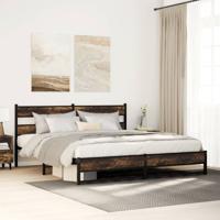 Bedframe zonder matras metaal gerookt eikenkleurig 183x213 cm