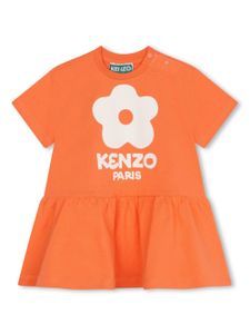 Kenzo Kids robe courte évasé à logo imprimé - Orange