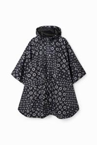 Regenjas met capuchon en geometrische print - BLACK - U