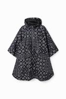 Regenjas met capuchon en geometrische print - BLACK - U