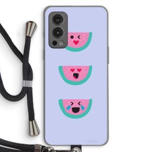Smiley watermeloen: OnePlus Nord 2 5G Transparant Hoesje met koord
