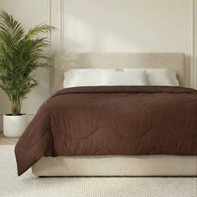 Wasbaar Easy Dekbed Zonder Overtrek - Zonder Overtrek Wave Uni - Bruin - Dekbed-Discounter.nl