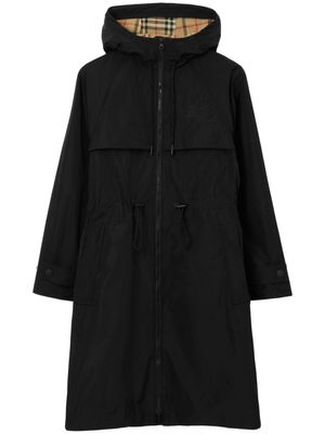 Burberry manteau brodé à capuche - Noir