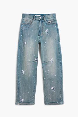 Geborduurde spijkerbroek - BLUE - 42