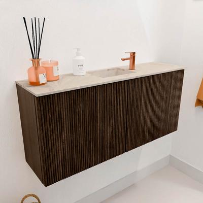 Toiletmeubel Mondiaz Joya Dlux | 90 cm | Meubelkleur Walnut | Faye wastafel Frappe Wasbak Midden | 1 kraangat