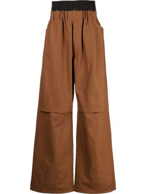 Raf Simons pantalon ample à taille froncée - Marron