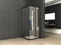 Xellanz Skyline hoekinstap + 2 schuifdeuren 800x800x2000 mat-zwart 8mm NANO