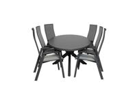 Qopps Vidas tuintafel met 6 Palsa gasveerverstelbare tuinstoel