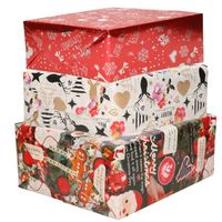 Bellatio Decorations - 9x luxe kerst cadeaupapier rollen in 3-stijlen - Cadeaupapier - thumbnail