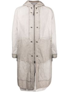 Boris Bidjan Saberi faded-effect hooded parka - Gris