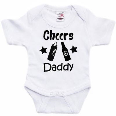 Baby rompertje - Cheers Daddy - wit - kraam/vaderdag cadeau Baby rompertje - Cheers Daddy - wit - kraam/vaderdag cadeau