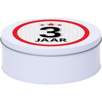 Cadeau/kado wit rond blik 3 jaar 18 cm Cadeau/kado wit rond blik 3 jaar 18 cm