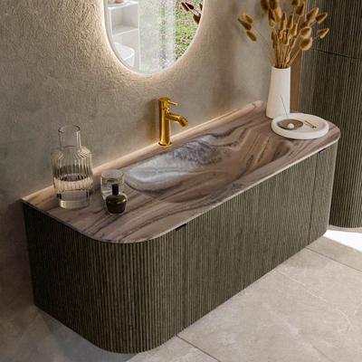 Badmeubel Mondiaz Kurve-Dlux | 120 cm | Meubelkleur Shadow | Wastafelkleur Sombra | Solid surface | Wasbak midden spoelbak | 1 kraangat
