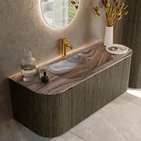 Badmeubel Mondiaz Kurve-Dlux | 120 cm | Meubelkleur Shadow | Wastafelkleur Sombra | Solid surface | Wasbak midden spoelbak | 1 kraangat Badmeubel Mondiaz Kurve-Dlux | 120 cm | Meubelkleur Shadow | Wastafelkleur Sombra | Solid surface | Wasbak midden spoelbak | 1 kraangat