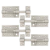 AMIG schuifslot/plaatgrendel - 4x - staal - 12cm - mat rvs - incl schroeven - deur - raam