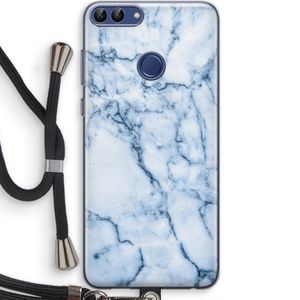 Blauw marmer: Huawei P Smart (2018) Transparant Hoesje met koord