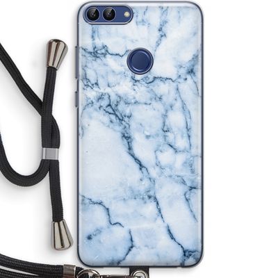 Blauw marmer: Huawei P Smart (2018) Transparant Hoesje met koord