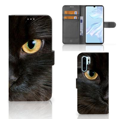 Huawei P30 Pro | Telefoonhoesje | Met pasjeshouder | Zwarte Kat