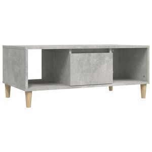 The Living Store Salontafel Betongrijs - Bewerkt Hout - 90 x 50 x 36.5 cm