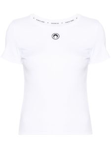 Marine Serre t-shirt en maille nervurée à logo brodé - Blanc