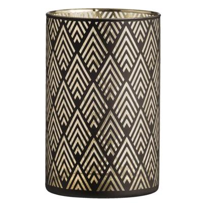 15% korting - Leen Bakker - Waxinelichthouder Strauss - /goudkleur - Ø10x15 Cm - Glas - Zwart