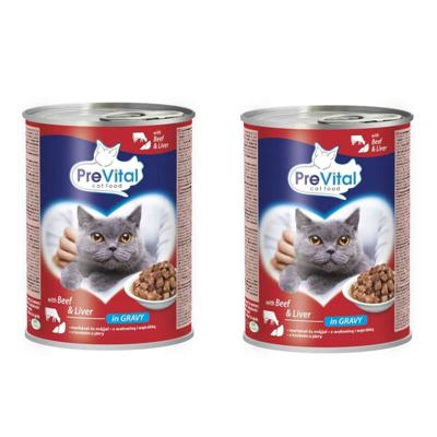 PREVITAL Beef with liver in gravy - nat kattenvoer - 2x415g