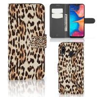 Samsung Galaxy A30 | Telefoonhoesje | Met pasjeshouder | Leopard