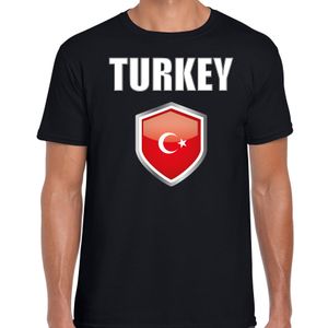 Turkije landen supporter t-shirt met Turkse vlag schild zwart heren 2XL  -