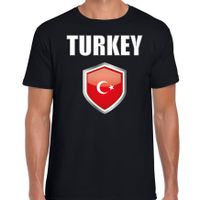 Turkije landen supporter t-shirt met Turkse vlag schild zwart heren 2XL  - - thumbnail