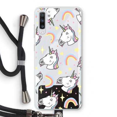 Rainbow Unicorn: Samsung Galaxy A70 Transparant Hoesje met koord