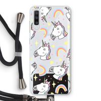Rainbow Unicorn: Samsung Galaxy A70 Transparant Hoesje met koord