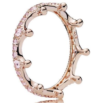 Pandora Rose 187087NPO Ring Crown zilver rosékleurig Maat 56