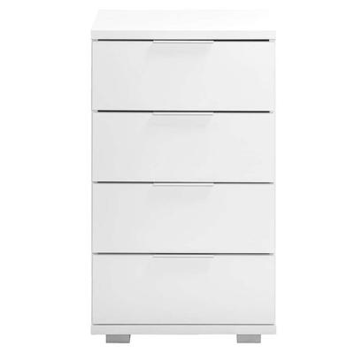 2e Halve Prijs Leen Bakker - Nachtkastje Valencia - 4 Lades - Spaanplaat - Wit - 46x79x42 Cm