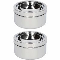 2x Klep/terras asbakken zilver 11 cm   - - thumbnail